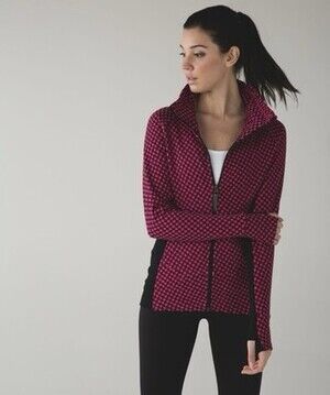Lululemon Women Radiant Deep Dive Berry Rumble Black Running Jacket Size 4